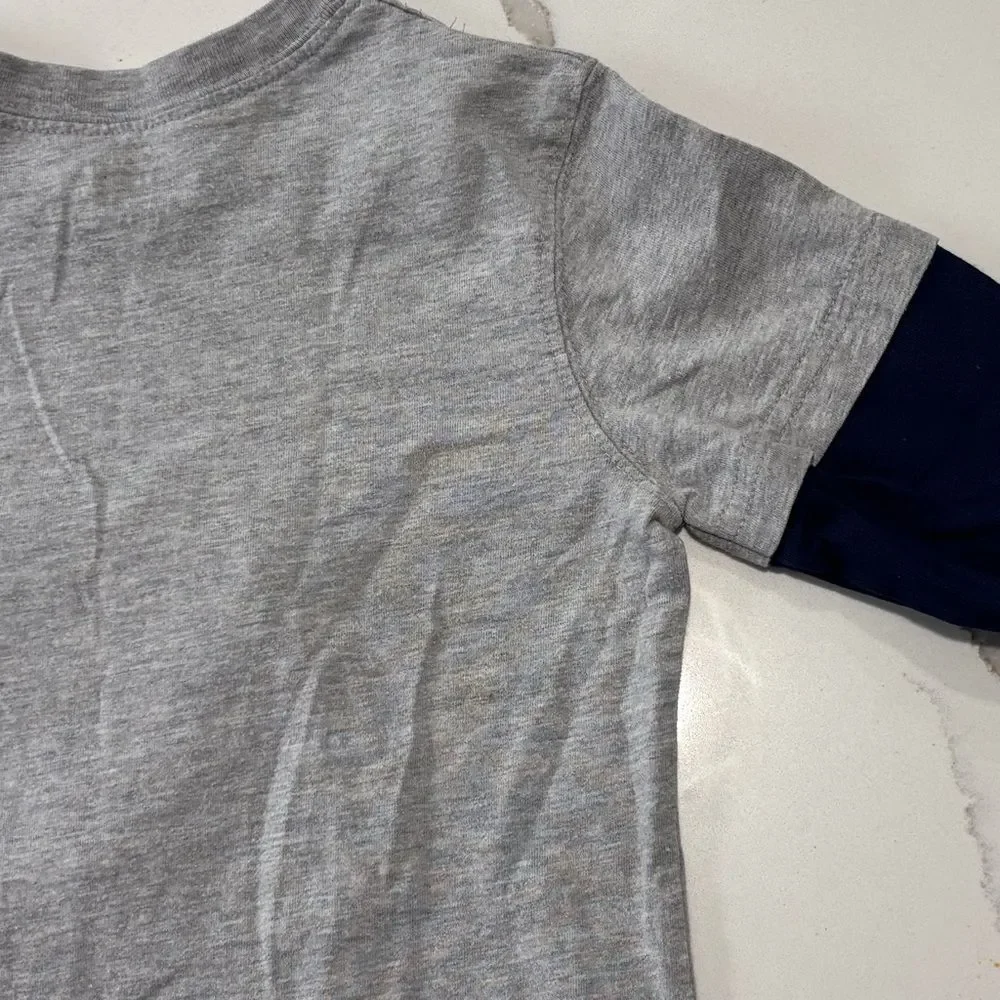 Carter’s | Baby Toddler Boys Grey Navy Long Sleeve Basketball Sports T-Shirt 2T